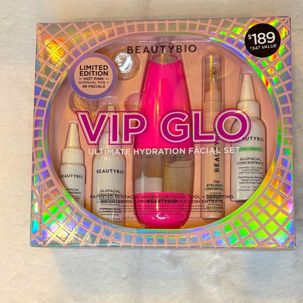 BeautyBio VIP Glo Facial Set - Hot Pink